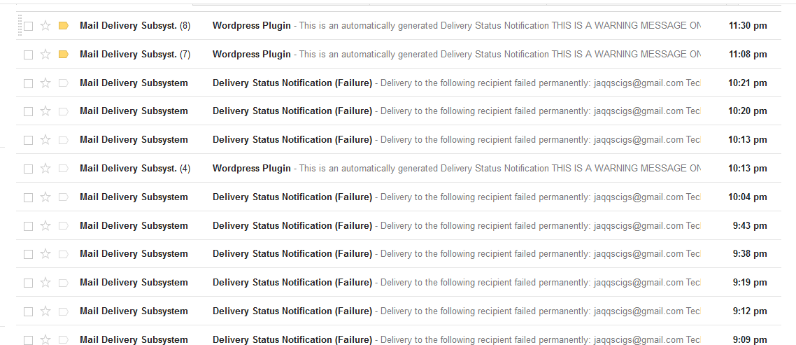 Почему не отправляется письмо с электронной почты и выдаётся ошибка delivery status notification (failure)
