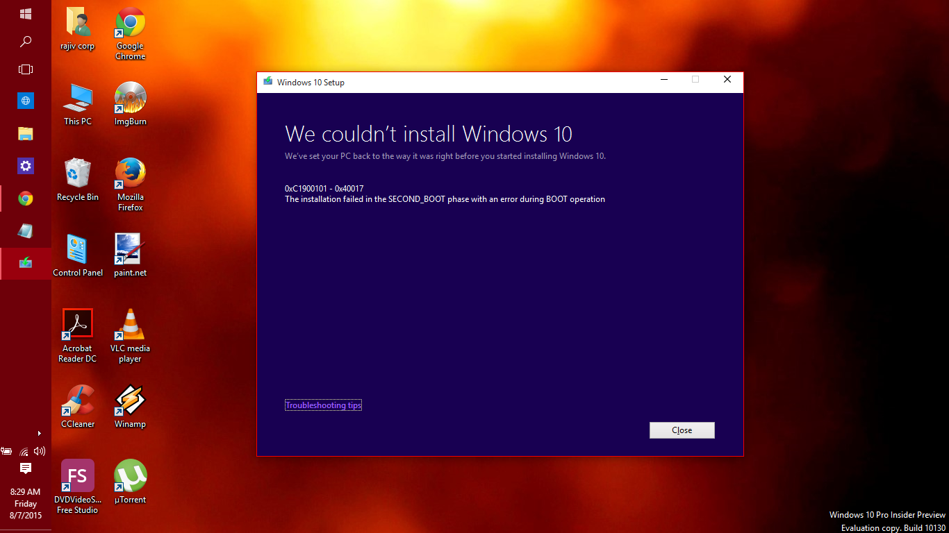 Как исправить ошибку установки windows 10 в safe_os во время операции replicate_oc