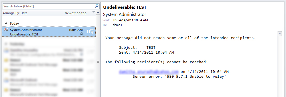 How to fix email error 550 when sending an email