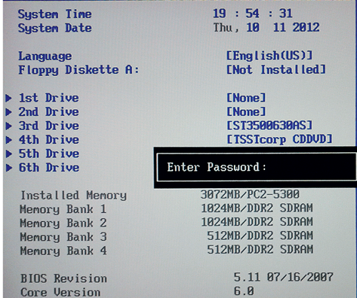 Снимаем пароль с bios