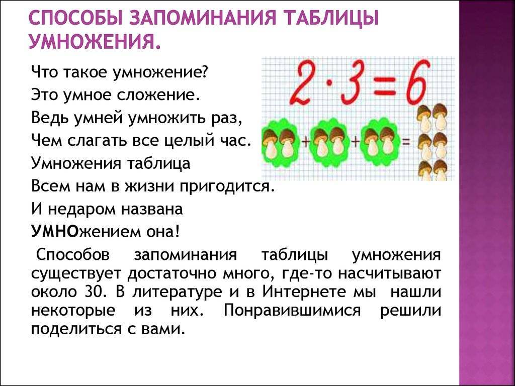 Как выучить таблицу умножения