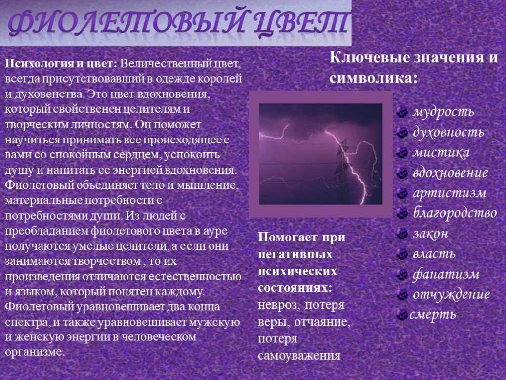 Что означает фиолетовый цвет в психологии женщин, мужчин, детей | психология отношений