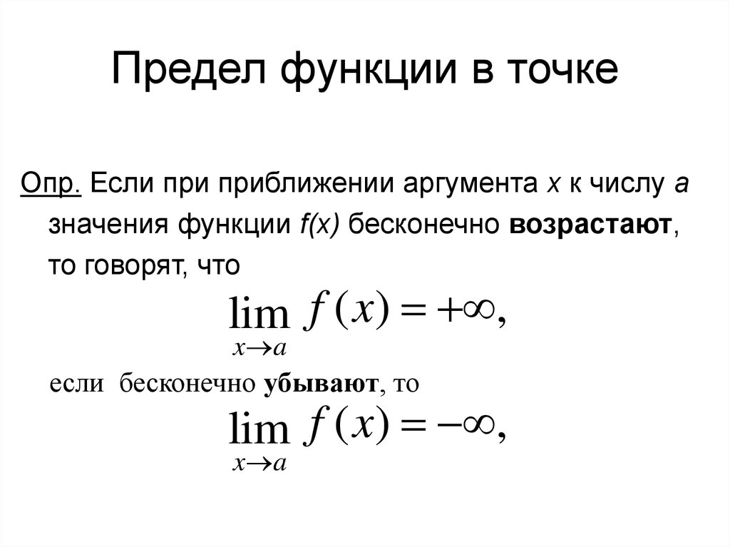 Бесконечные пределы и асимптоты