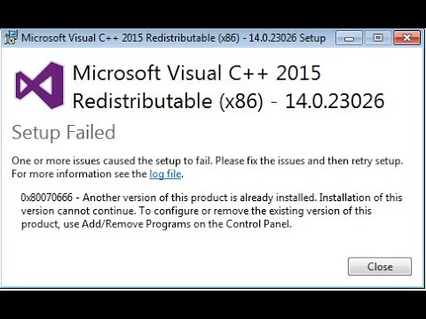 Как исправить ошибку 0x80070666 при установке microsoft visual c++ redistributable