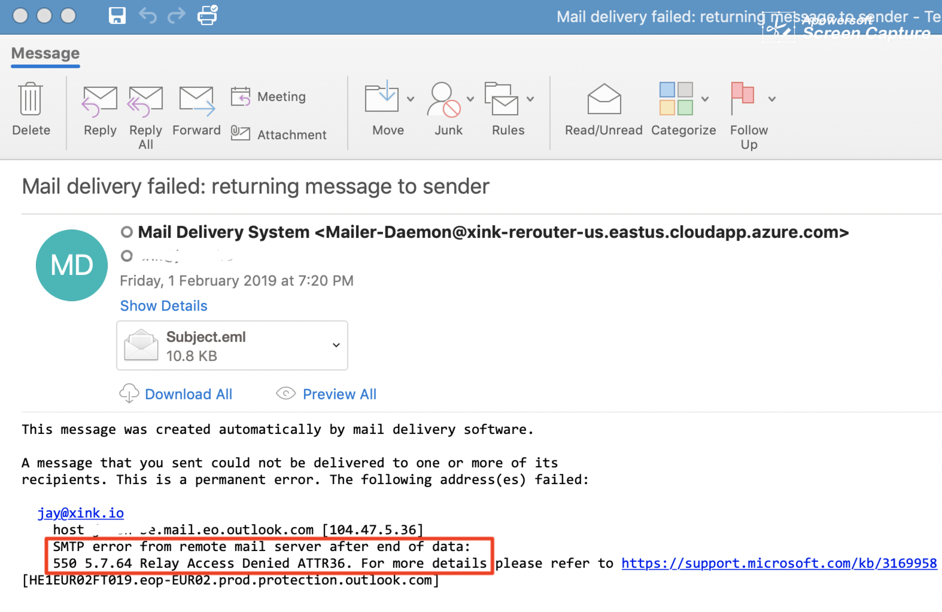 Solved: exchange smtp error 550 5.7.1 unable to relay