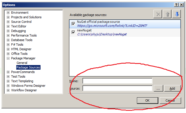 Working with nuget local packages