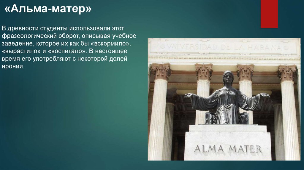"альма-матер" - что это такое? перевод с латинского