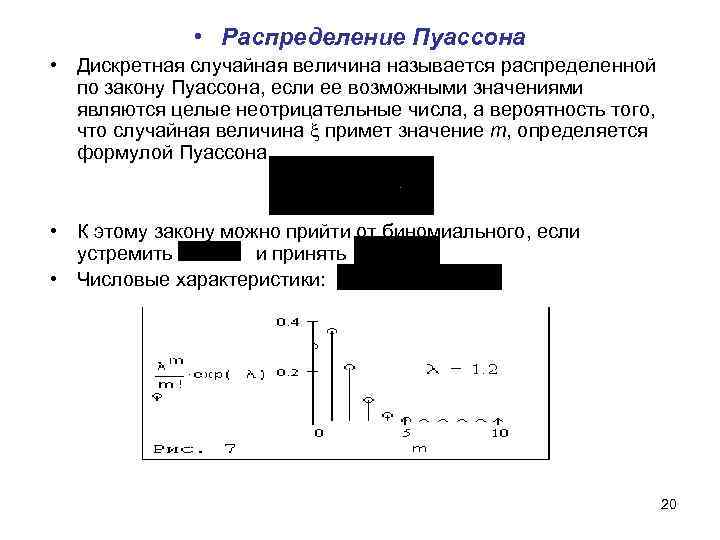Pаспределение пуассона дискретной случайной величины