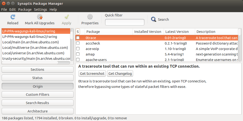 Synaptic package manager - bodhi linux