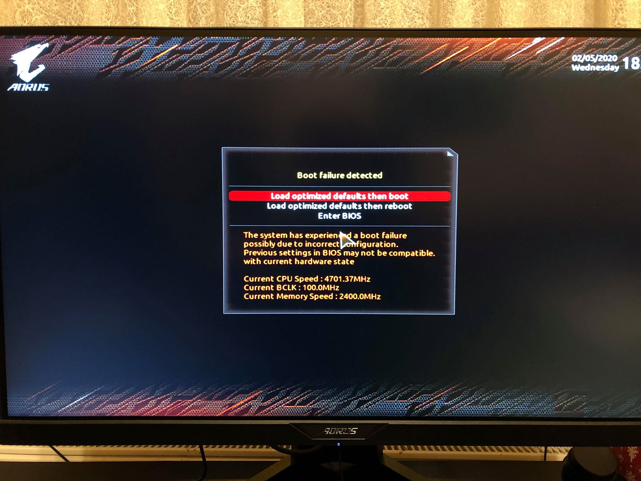 Что означает «hardware failure detected test stopped»